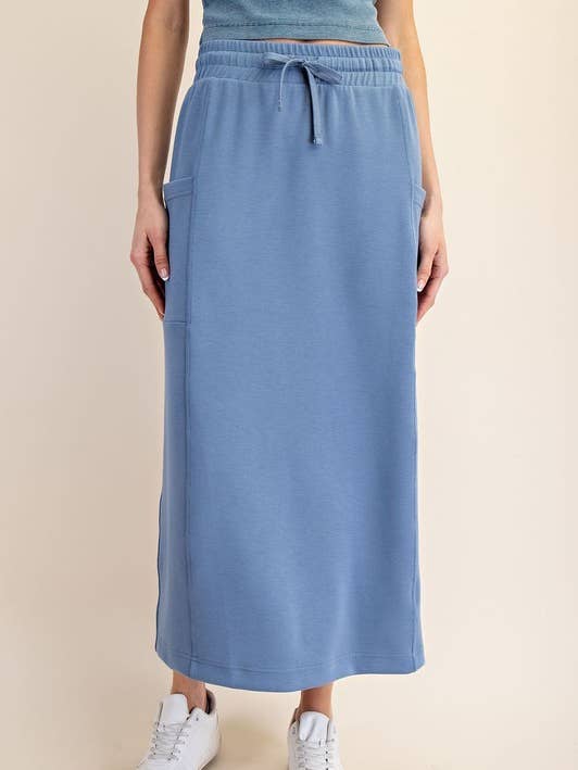 Sunday Morning - Wholesale Skirt - Women's - S327037- RELAXED FIT MODAL SCUBA LONG SKIRT5