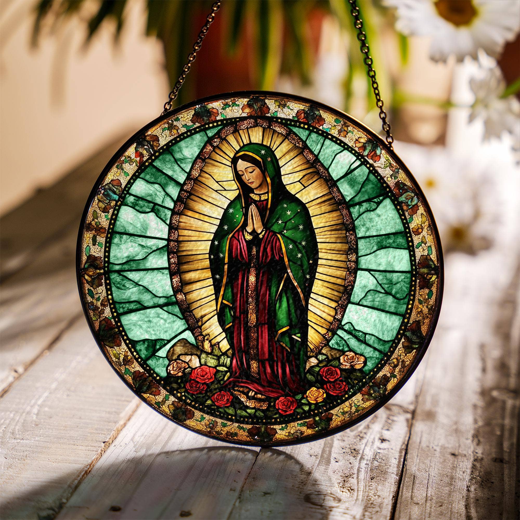 NVC Ecommerce LLC - Wholesale Suncatcher - Lady of Guadalupe Stained Glass Suncatcher, Religious Gift3