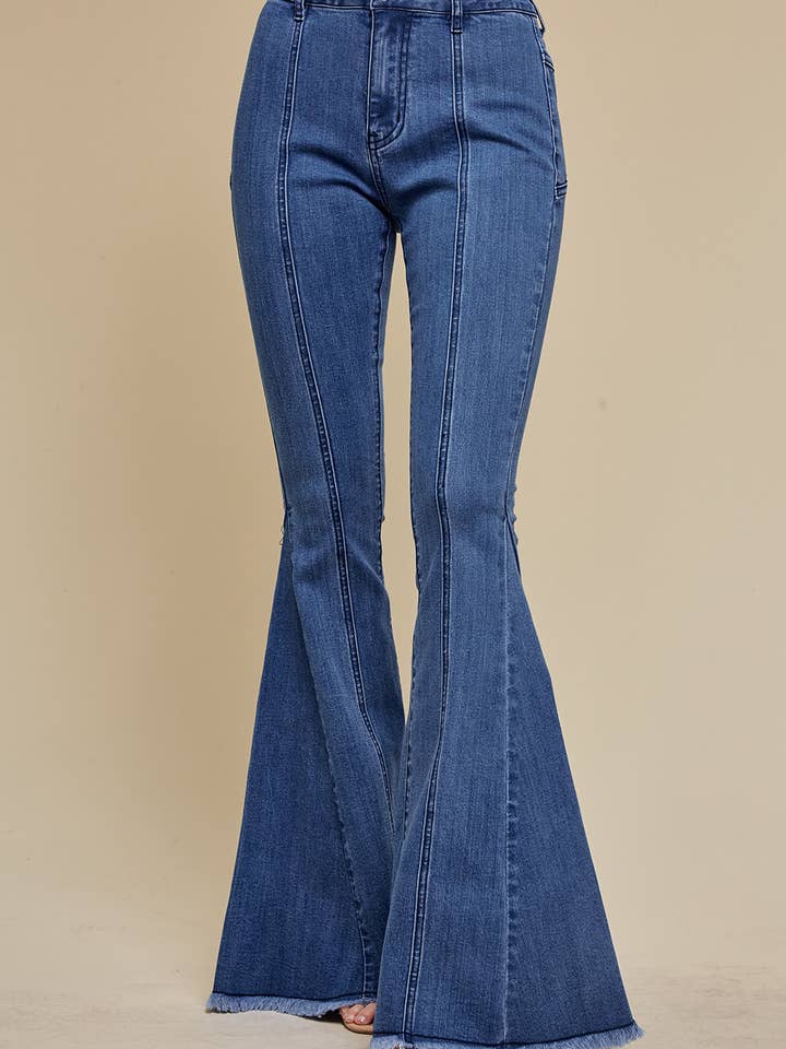 Saints & Hearts – wholesale Jeans – Women’s – SIP6225A DENIM/RED SUEDE STARS FLARE DENIM JEANS - WESTERN