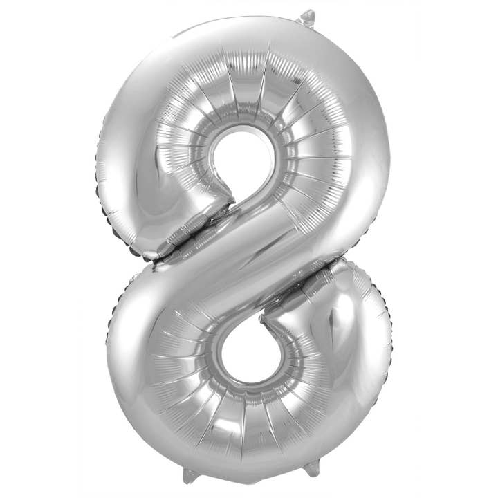 8 Shaped Number Foil Balloon Silver - 86 cm for wholesale by Folat BV
