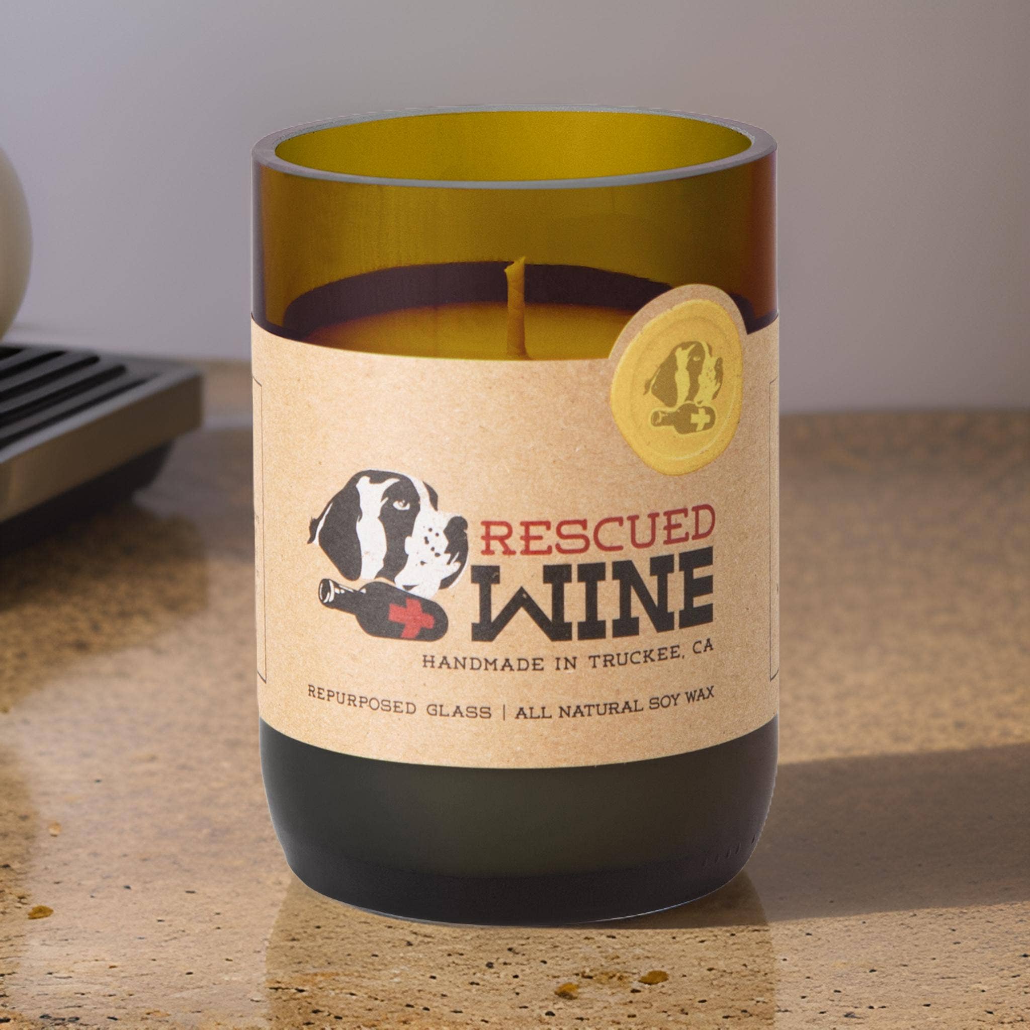 Rescued Wine Candles – wholesale Jar/filled candle – Riesling Soy Candle Signature - Handmade Wine Bottle Candle1