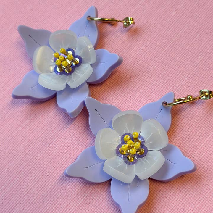 Esoteric London - Wholesale Dangle earrings - Columbine Flower Statement Dangle Earrings - Lilac6