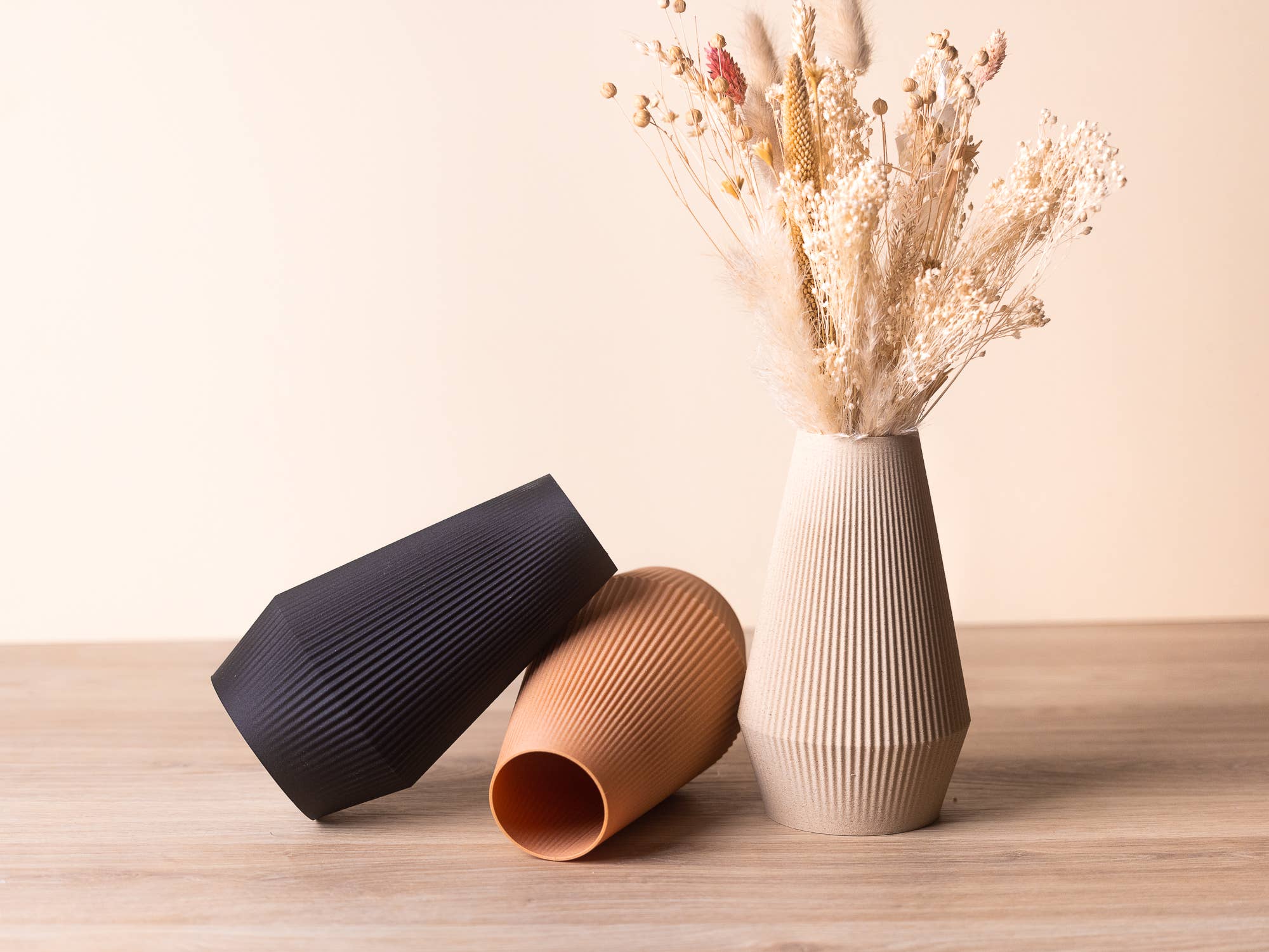 Copo Design - Venta al por mayor Floreros - Jarrón para flores secas Lila - base de madera sin plástico9