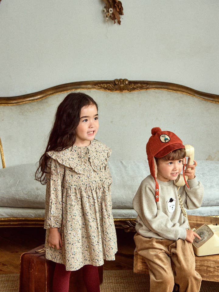 ToTo Heros - Wholesale Dress - Kids - Floral Print Collared Dress with a Mini Bag