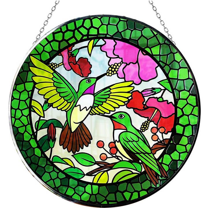 Atrapasol de vidrio 12 pulgadas - Colibríes en mosaico (Cada uno) para venta al por mayor de Kheops International