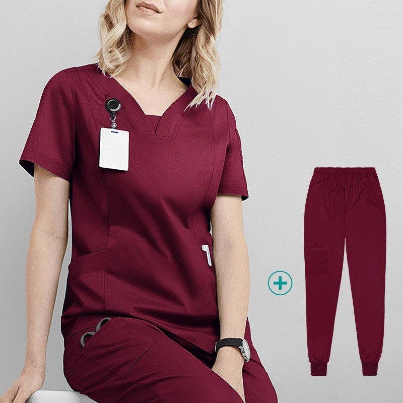 FurDecoration - Wholesale Healthcare Uniform - Women's - Short Sleeve Straight Leg Scrub Suit0
