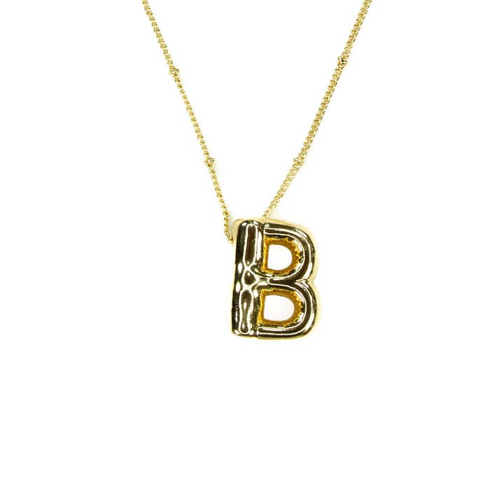 Savvy Bling - Wholesale Pendant/Charm Necklace - Initial Balloon Bubble Gold Necklace