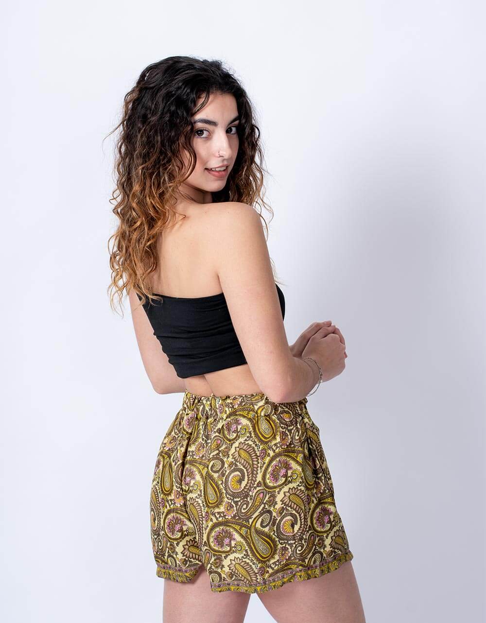 yellow Women's Silk Short Pants for wholesale on Faire3