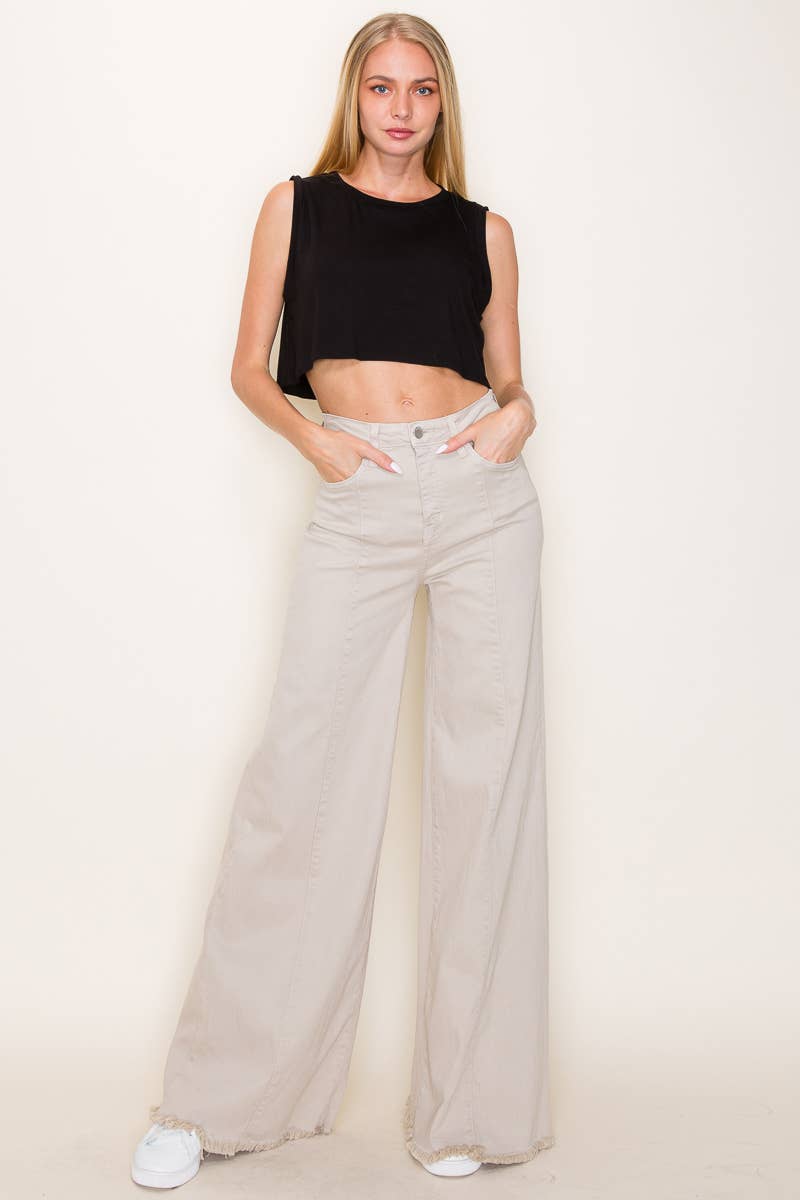 O2 Denim - Wholesale Jeans - Women's - PW505 Front Seam Wide Leg Denim Jeans-PINK10