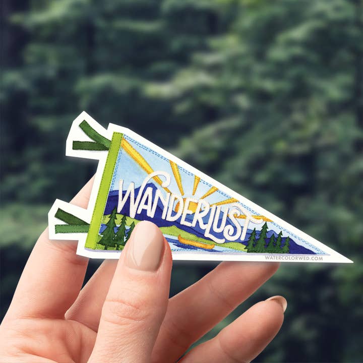 Watercolor Wednesday - Wholesale Sticker - Wanderlust Pennant Sticker1