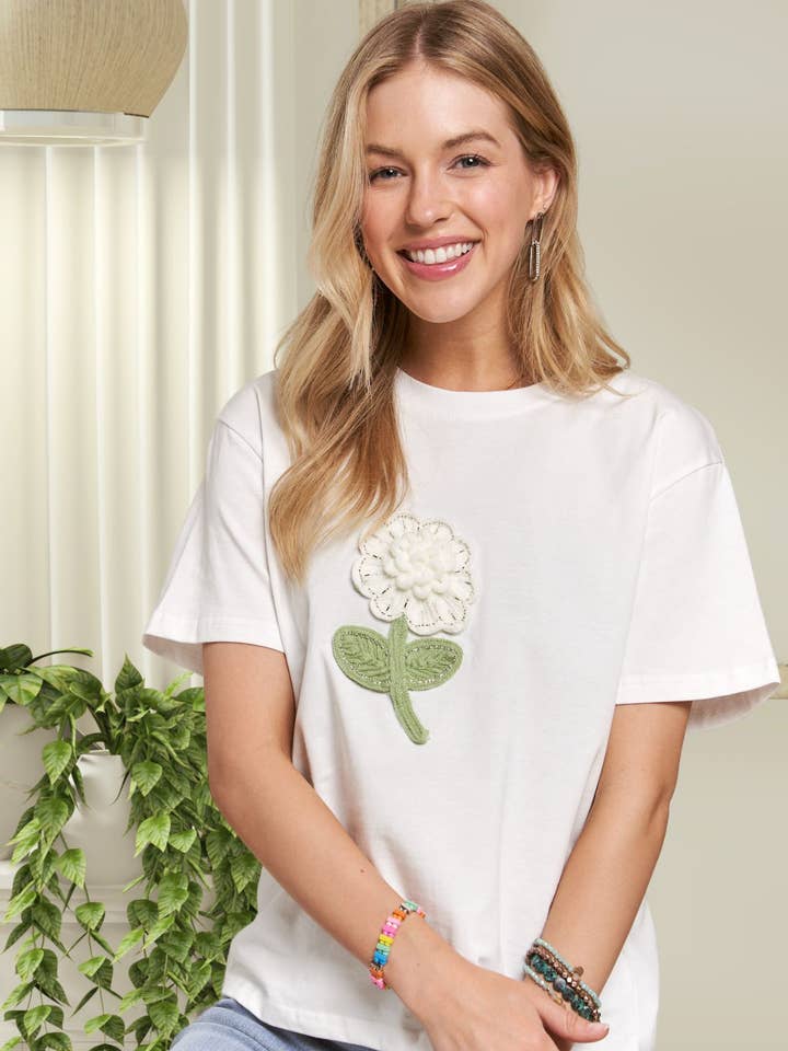 WHITE CET3631 - BEADS PATCH TOP for wholesale on Faire