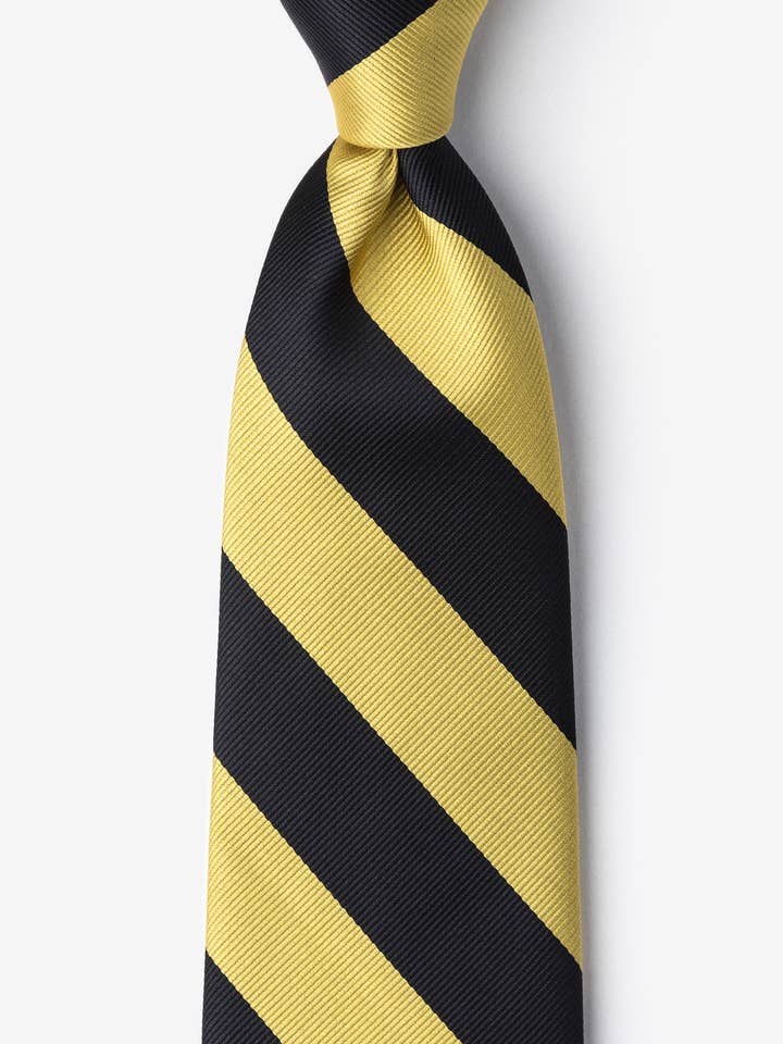 Negro y dorado, rayas universitarias, colores escolares para venta al por mayor de Wild Ties