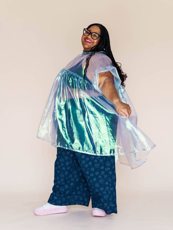 Nettle Studios - Wholesale Dress - Women's - Size Inclusive Plus Size Sheer Blue Ruffle Mini Dress Spring11