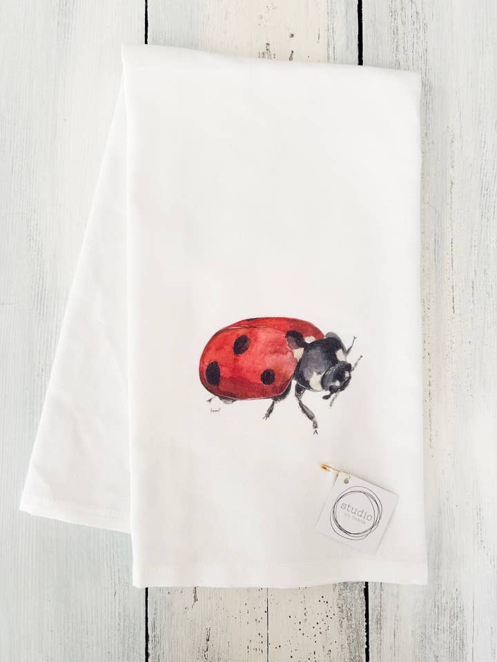 Torchon en coton biologique Coccinelle pour la vente par Studio on Tenth