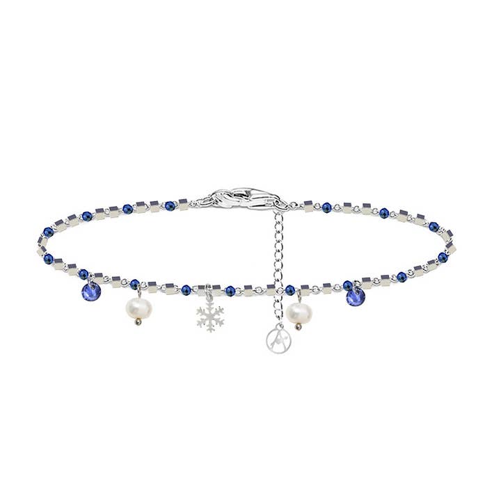 SNOWFLAKE CHARM BRACELET WITH PEARL AND ZIRCONIA for wholesale by AMORINO SRL