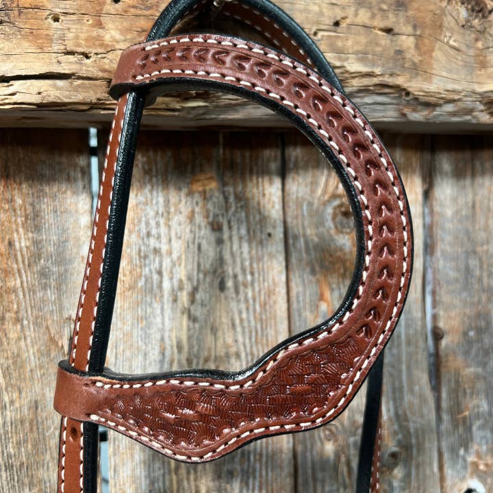 Rodeo Drive - Wholesale Horseback riding gear - Basketweave Medium Oil One Ear Headstall / Bridle1