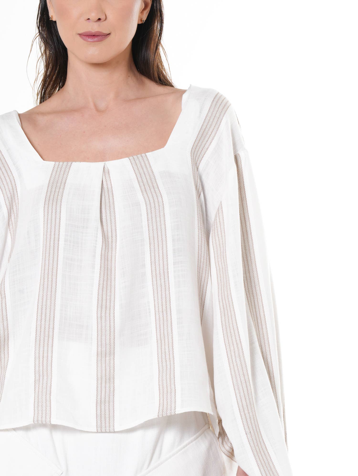 Metamorphoza – wholesale Blouse – Women’s – Boho Top With Oversize Sleeves On Light Stripes 8