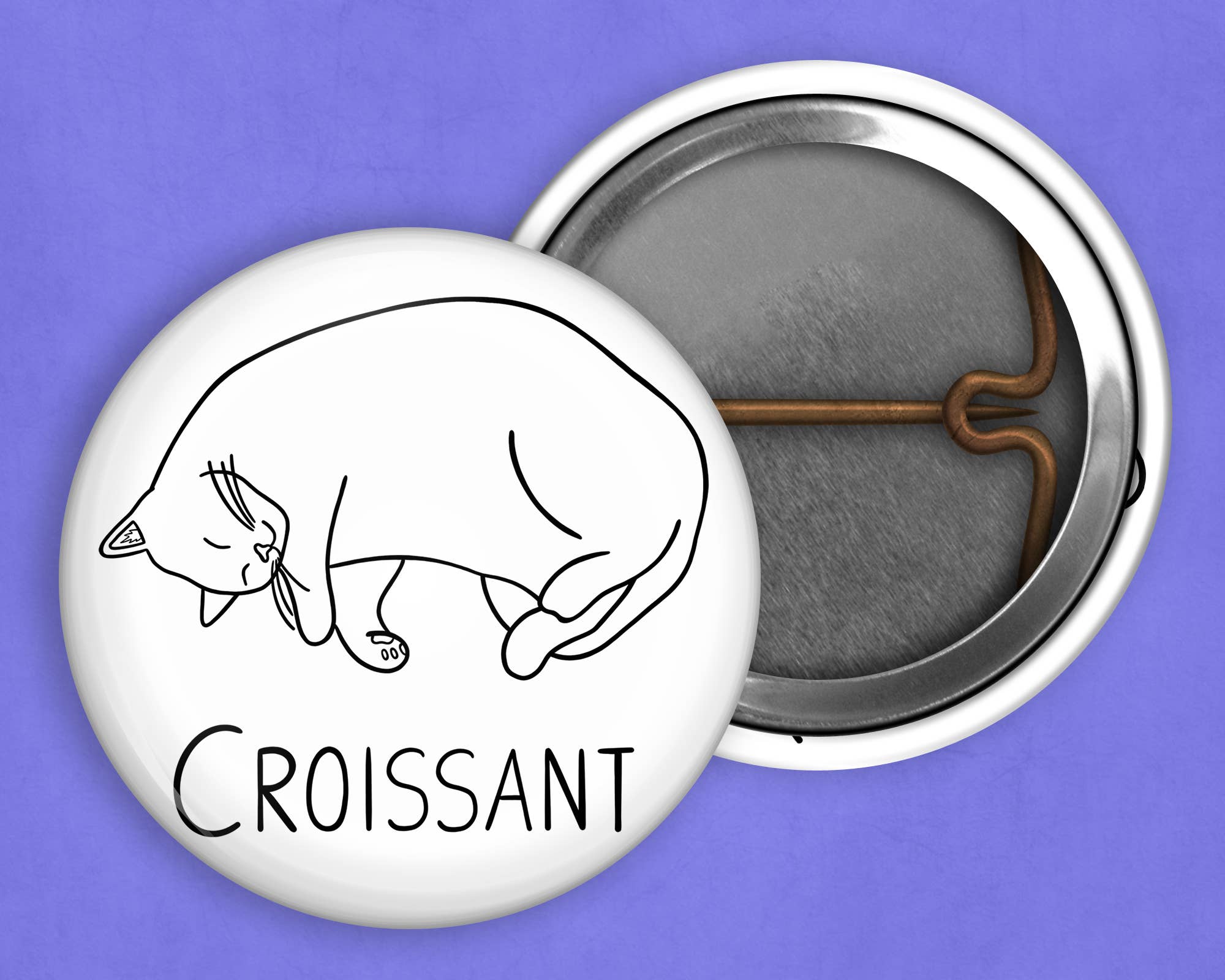 Caroline W Illustration - Wholesale Lapel Pin/Button - Cat bread pin set of 4 (1 inch diameter)3