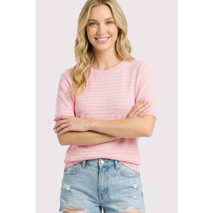 POINTELLE TEXTURE STRIPED SWEATER for wholesale by STACCATO