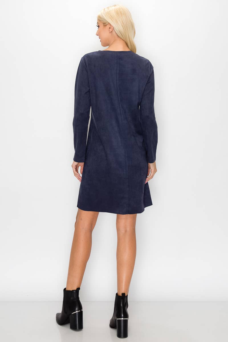 Joh Apparel – Vestido - Mulher por atacado – Vestido Aurora Stretch Camurça com Decote em V SEM Bolsos24