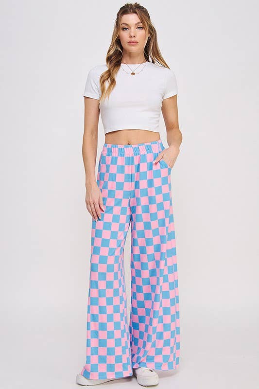 JADE BY JANE - Wholesale Pants - Women's - HIGH WAIST CHECKERED STRAIGHT LEG KNIT PANTS18