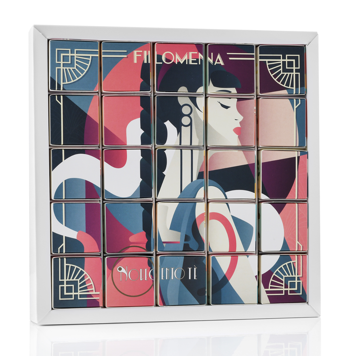 Antico Caffè Novecento – Engroshandel Teposer – Filomena Assorterede Te- og Urteinfusioner 25 Pyramidefiltre1