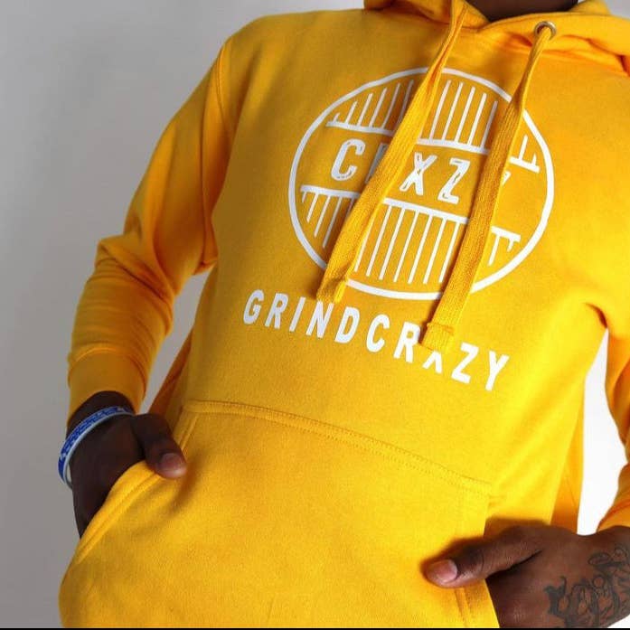 GrindCrxzy - Sweat à capuche jaune « White Bridge » pour la vente par GrindCrxzy