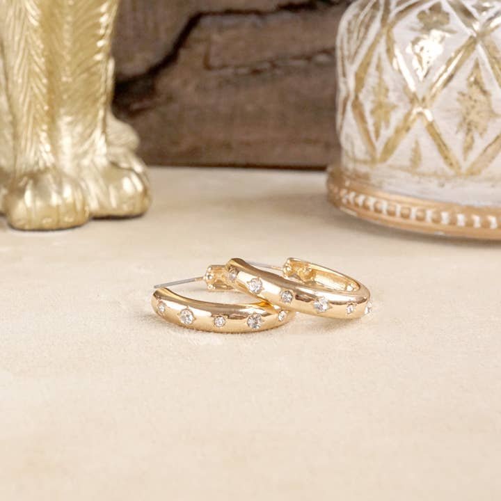 PennyLine inc - Wholesale Hoop Earrings - Classic Bubble Hoops – Gold with Crystal, Pearl, or Turquoise4