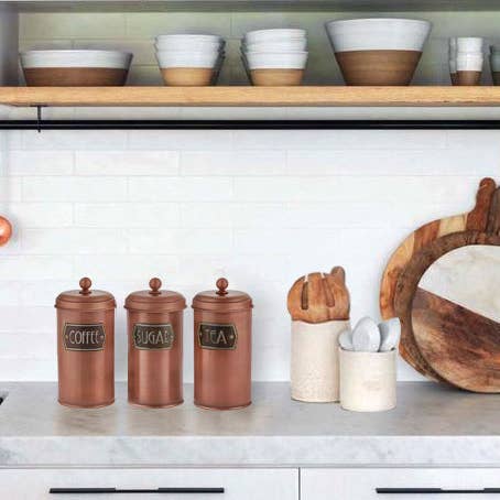 Rozi - Wholesale Canister Set - Copper Coffee, Tea, And Sugar Canister Set - 22 cm (H)