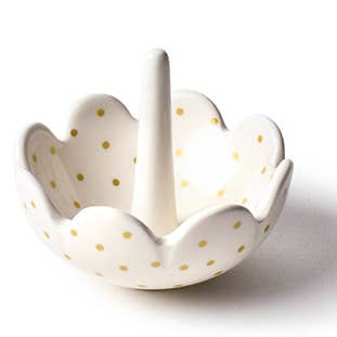 Gold Swiss Dot Scallop Ring Dish for wholesale by Coton Colors