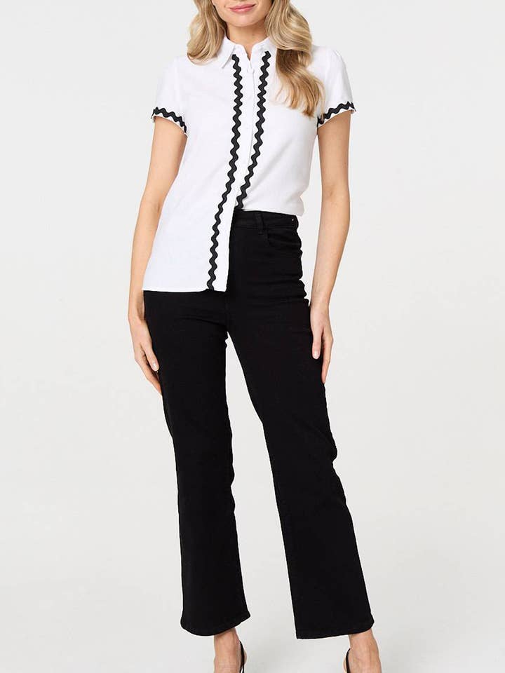 Camiseta de manga corta con ribete bordado para venta al por mayor de Stellalondon