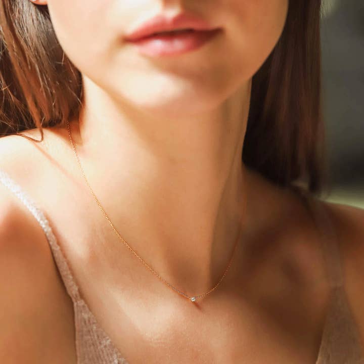 Gold Vermeil Chain with Single CZ Accent for wholesale on Faire1