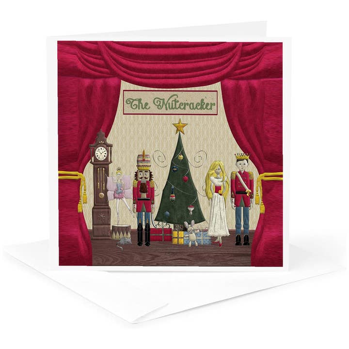 3dRose - Wholesale Everyday greeting card - 3dRose, Nutcracker Prince, Sugar Plum Fairy, Mouse King, Snow Queen, Clock , Greeting Card