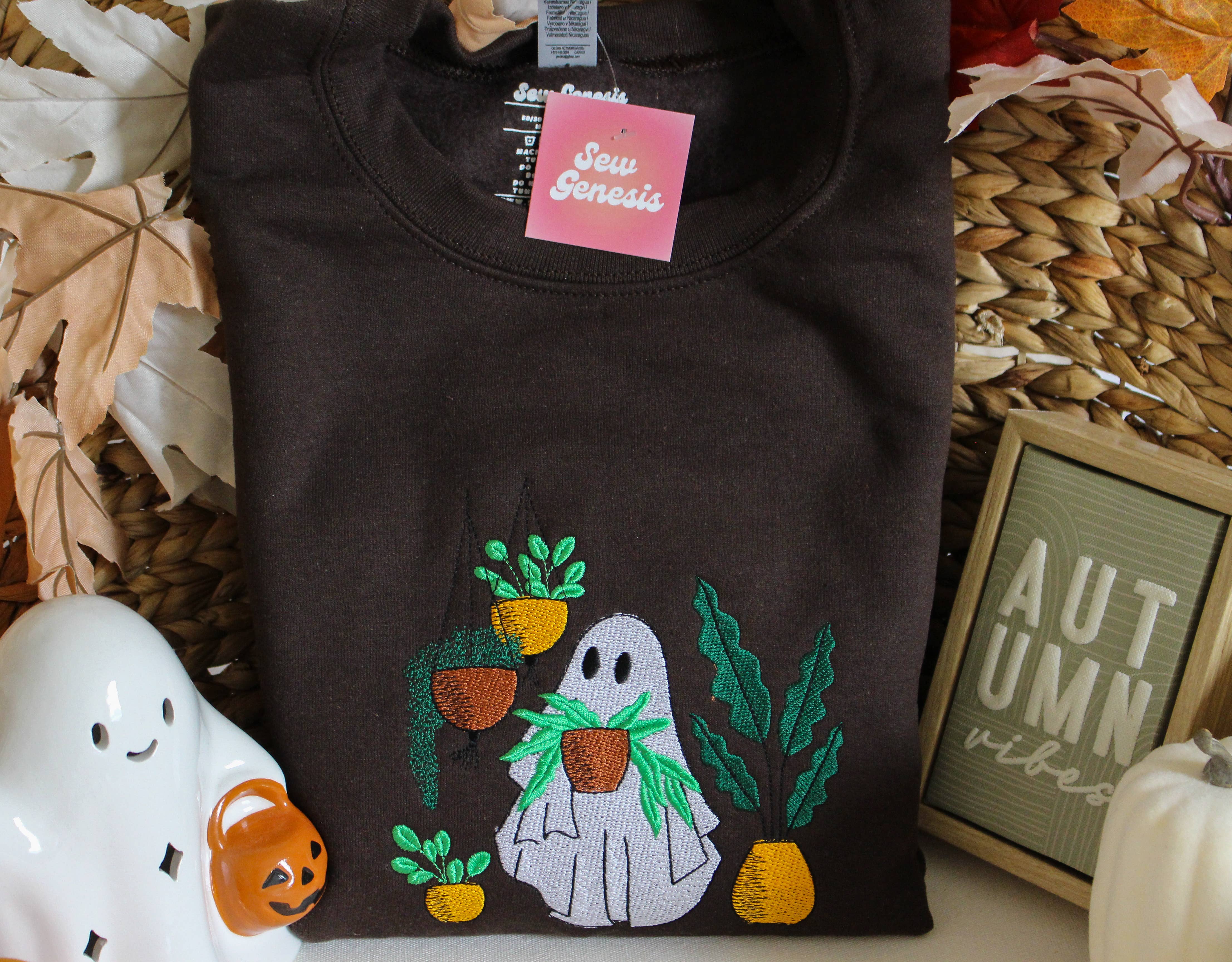 SewGenesis - Wholesale Sweatshirt - Women's - Plant Lover Ghost Embroidered Crewneck3