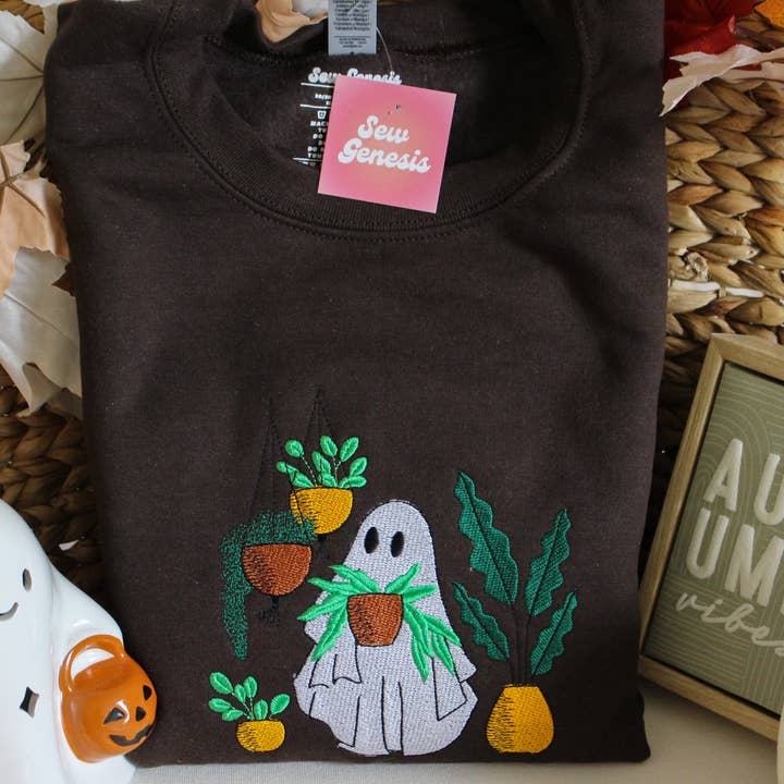 SewGenesis - Wholesale Sweatshirt - Women's - Plant Lover Ghost Embroidered Crewneck3