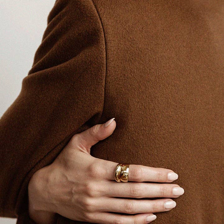 Maslo Jewelry - Wholesale Band/Stacked Ring - Domed Ring Gold