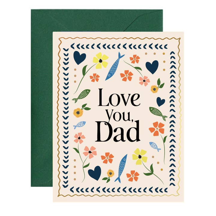 Ginger P. Designs - Vente Carte pour la fête des Pères - Carte de vœux florale pour la fête des pères "Papa mosaïque"