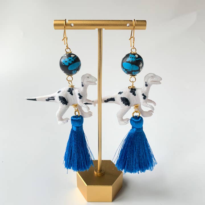 Lenora Dame – wholesale Dangle earrings – Cow Print Dinosaur Earrings