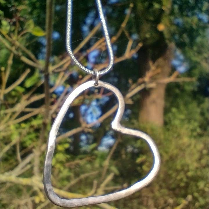 The Wonky Jewellery Company - Wholesale Pendant/Charm Necklace - Hammered silver heart pendant. silver Heart necklace1