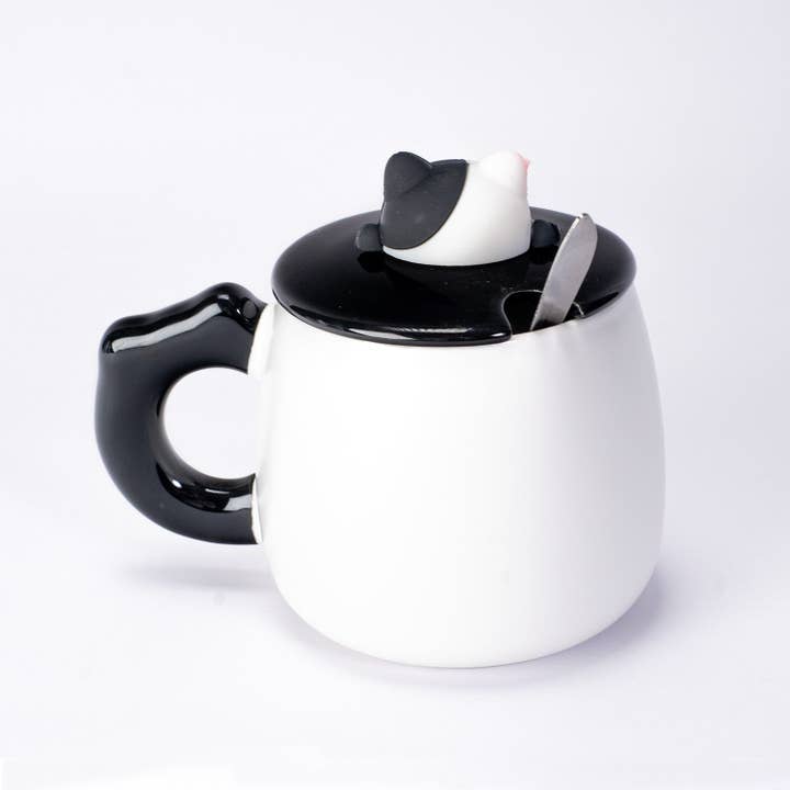 Urban Tokyo - Wholesale Coffee Mug - Cat 12oz Mug With Lid and Spoon (10/30)1