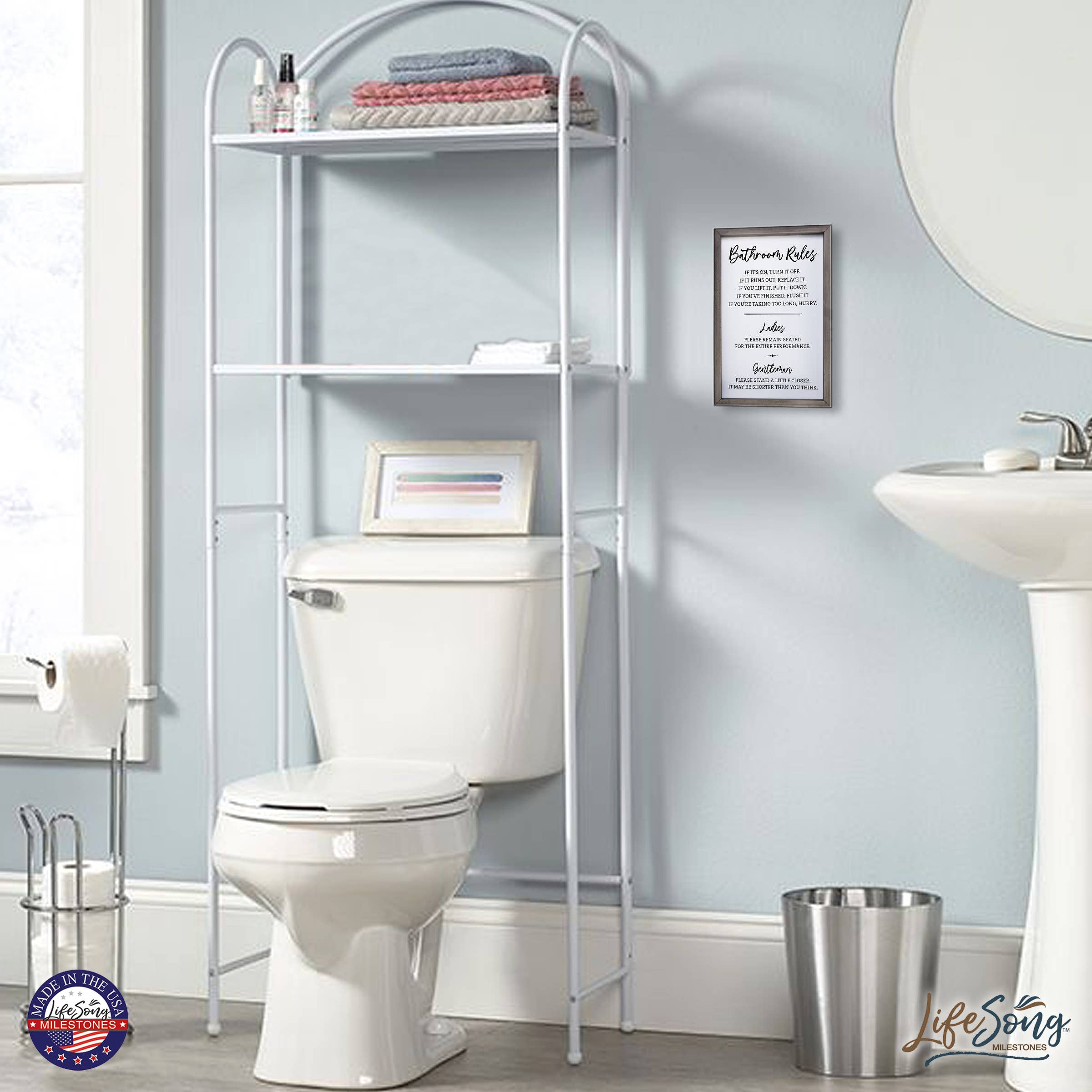 LifeSong Milestones - Wholesale Wall Sign - Wooden Framed Home Decor Bathroom Rules for Ladies5