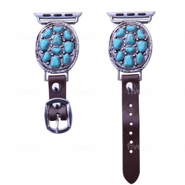 BRACELET DE MONTRE APPLE WESTERN TURQUOISE pour la vente par Snowing West