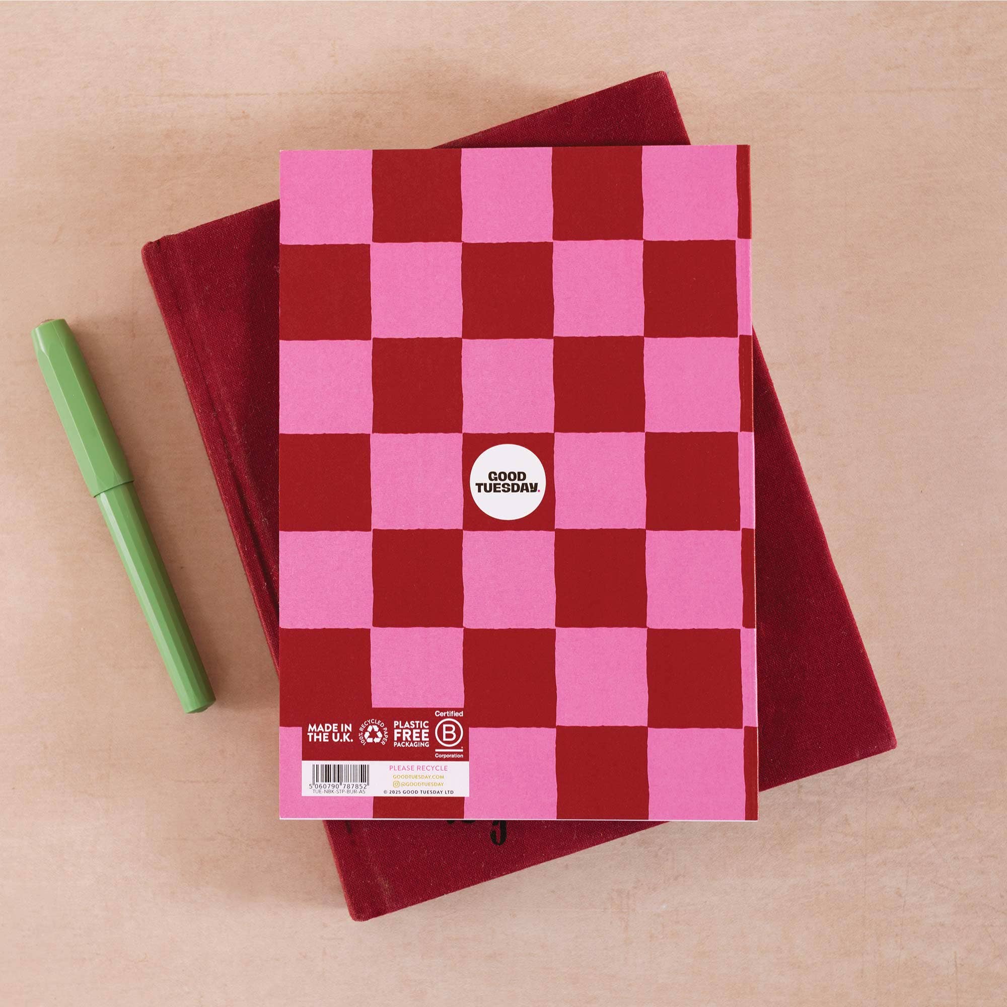Good Tuesday (Once Upon a Tuesday) – wholesale Notebook – A5 Burgundy Check Notebook4