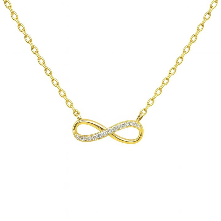 Endless necklace – gold-plated infinity with cubic zirconia for wholesale by Impala
