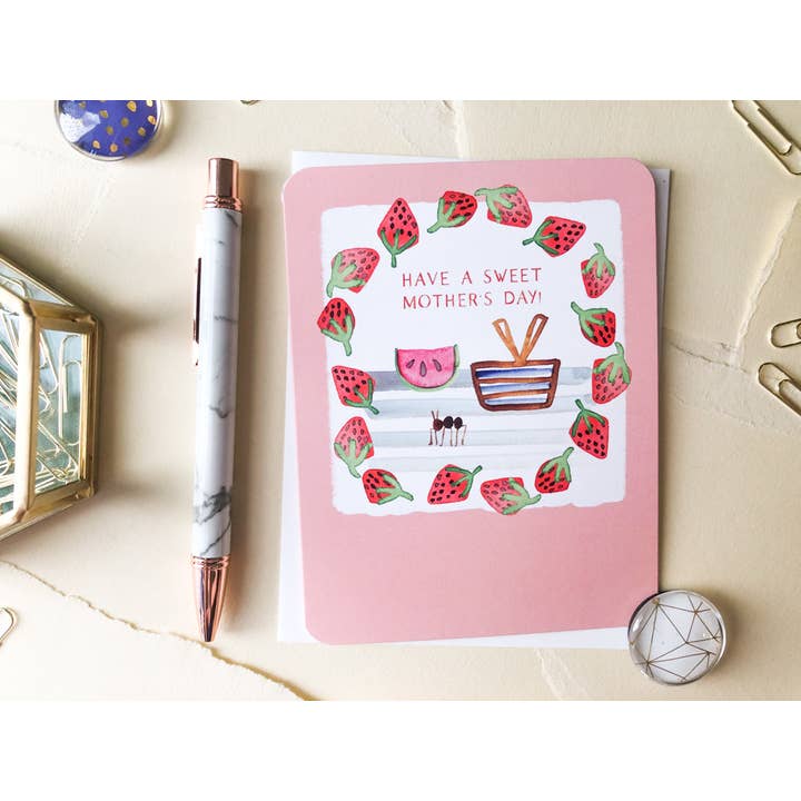 Paper Loop | Hand-Painted Greeting Cards - Wholesale Mother's Day Card - Cute Mother's Day Card, Boho Picnic Whimsical Illustration1