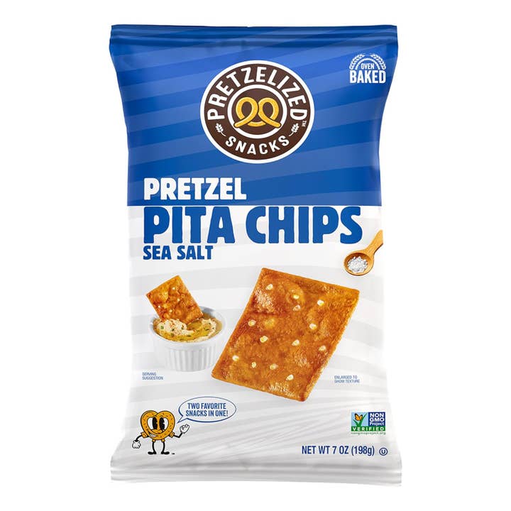 PRETZELIZED Pretzel Pita Chips Everything Flavor 7oz Bag for wholesale by Long Island Candy Factory