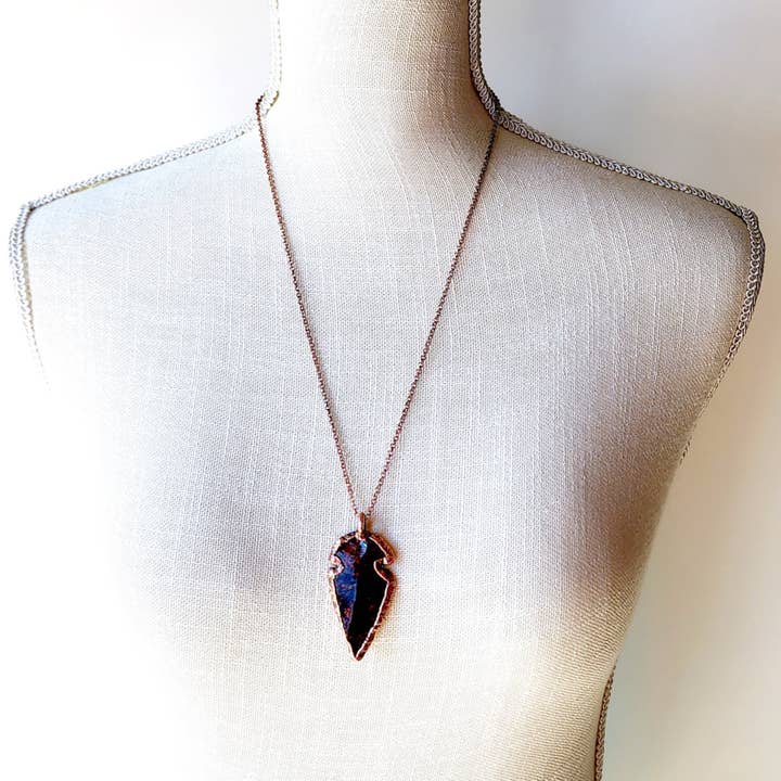MergingMetals - Wholesale Pendant/Charm Necklace - Knapped Mahogany Obsidian Arrowhead Necklace4