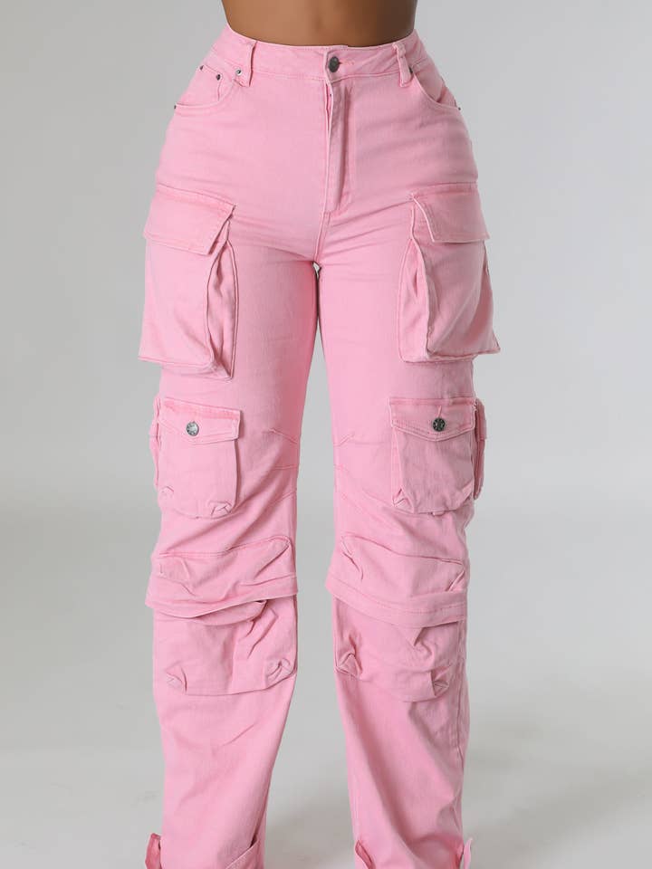 5besties inc - Wholesale Pants - Women's - MULTI POCKET FRONT DENIM CARGO PANTS