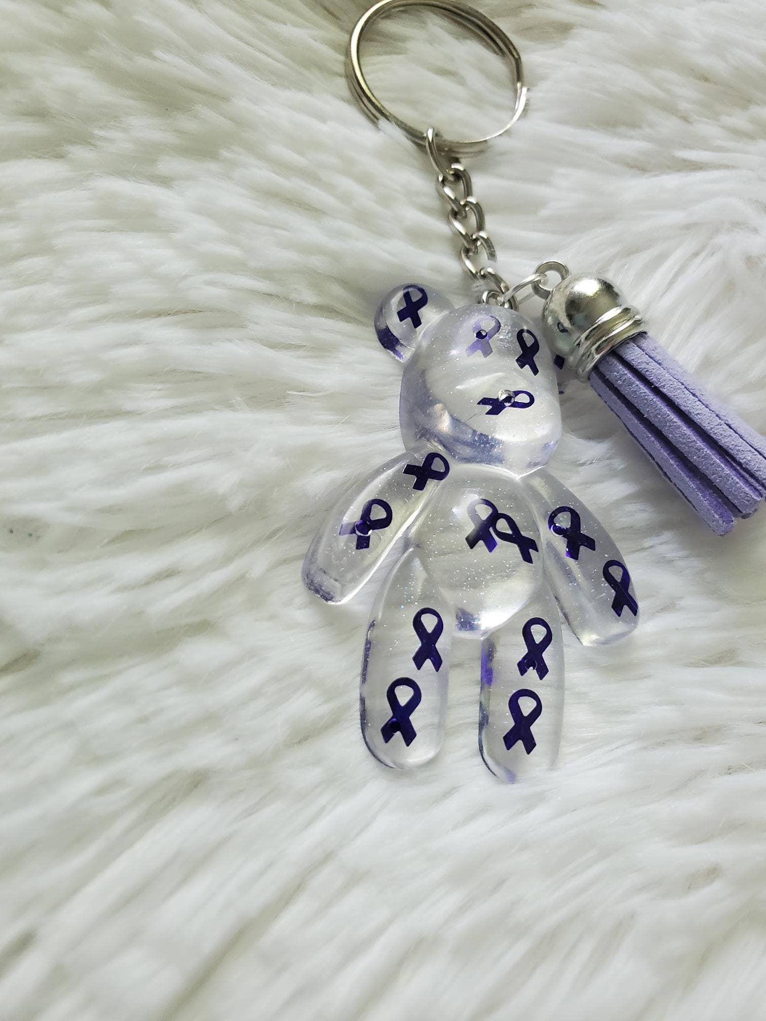 Tots And Tumblers Art - Wholesale Keychain - Women's - Purple Awareness Ribbon Bear Keychain8