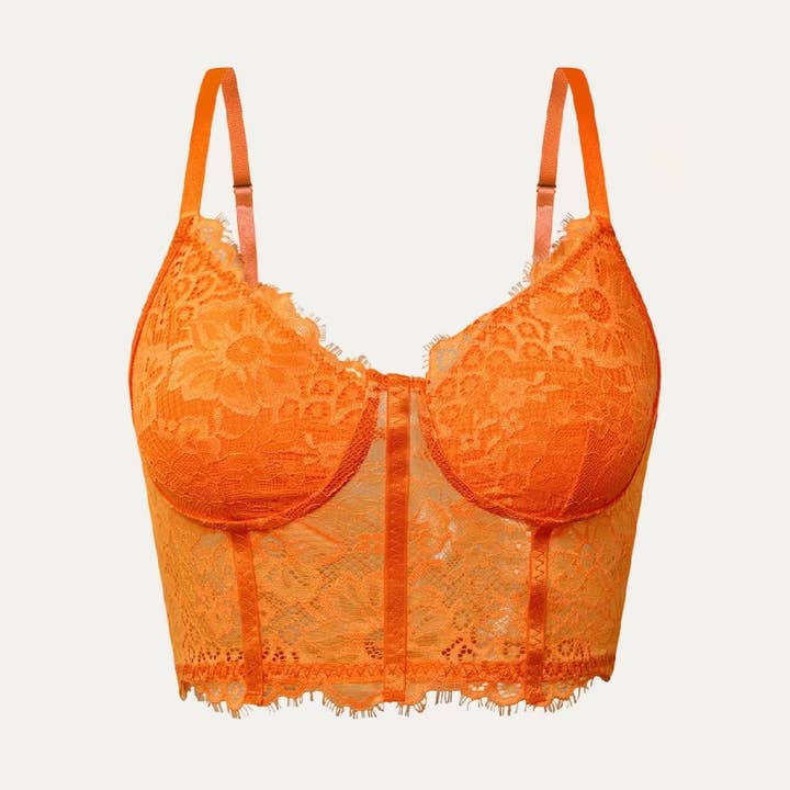 The Moment Collection - Wholesale Bralette - Women's - Multi Color Spaghetti Straps longline Lace Bralette
